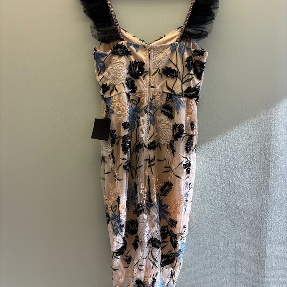 LULUS PINK BEADED FLORAL MIDI DRESS, NWT - Picture 2 of 4